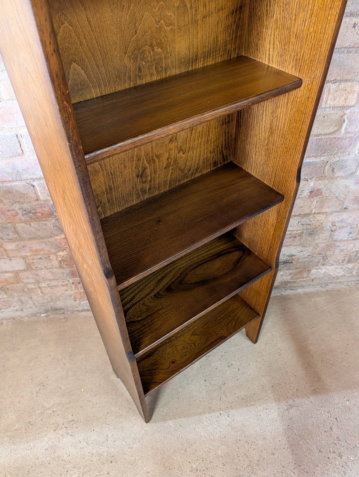Vintage Oak Tall Narrow Open Bookcase