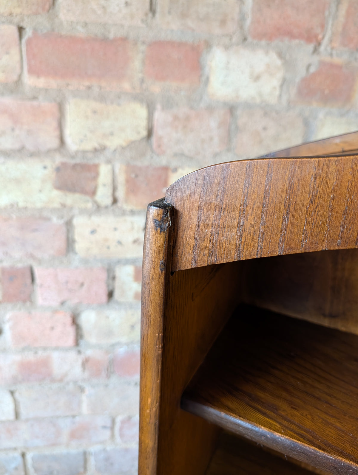 Vintage Oak Tall Narrow Open Bookcase