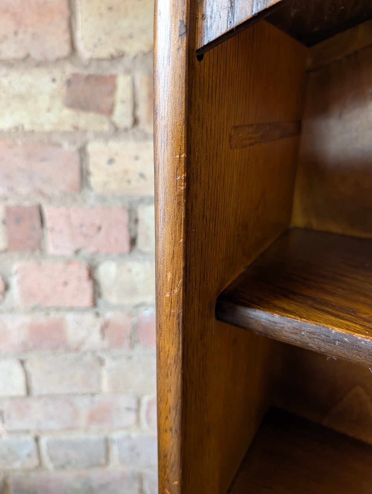 Vintage Oak Tall Narrow Open Bookcase