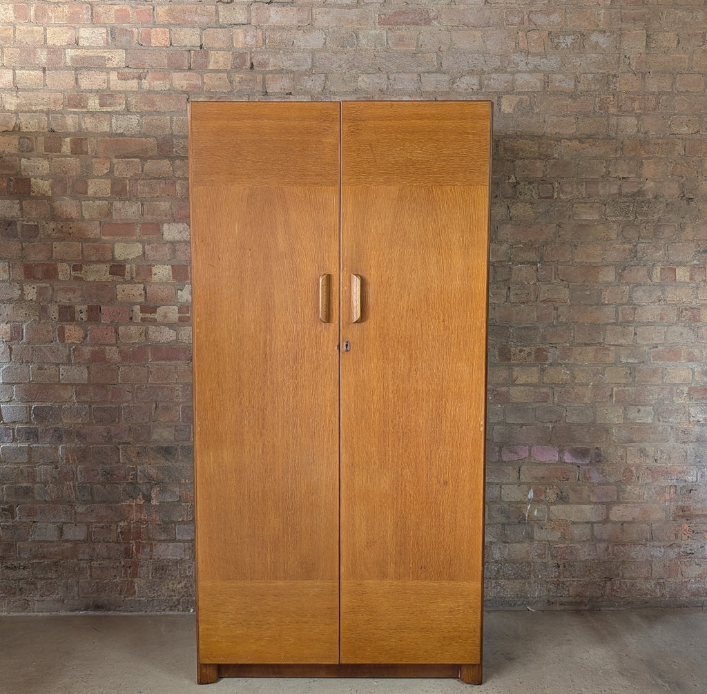 Vintage Mid Century Oak Double Door Wardrobe