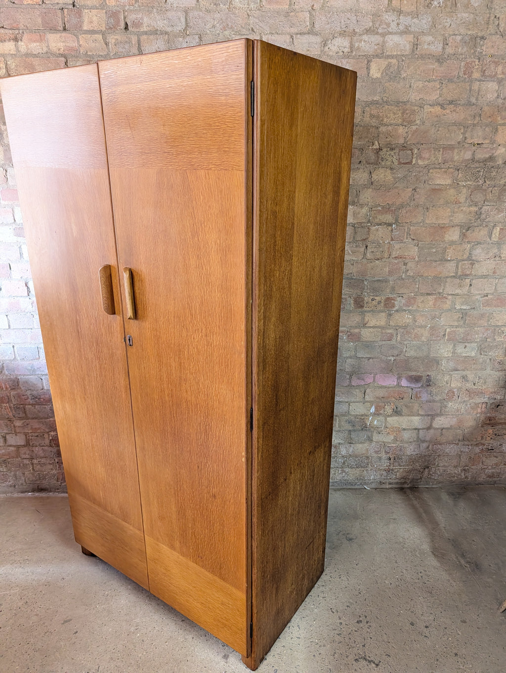 Vintage Mid Century Oak Double Door Wardrobe