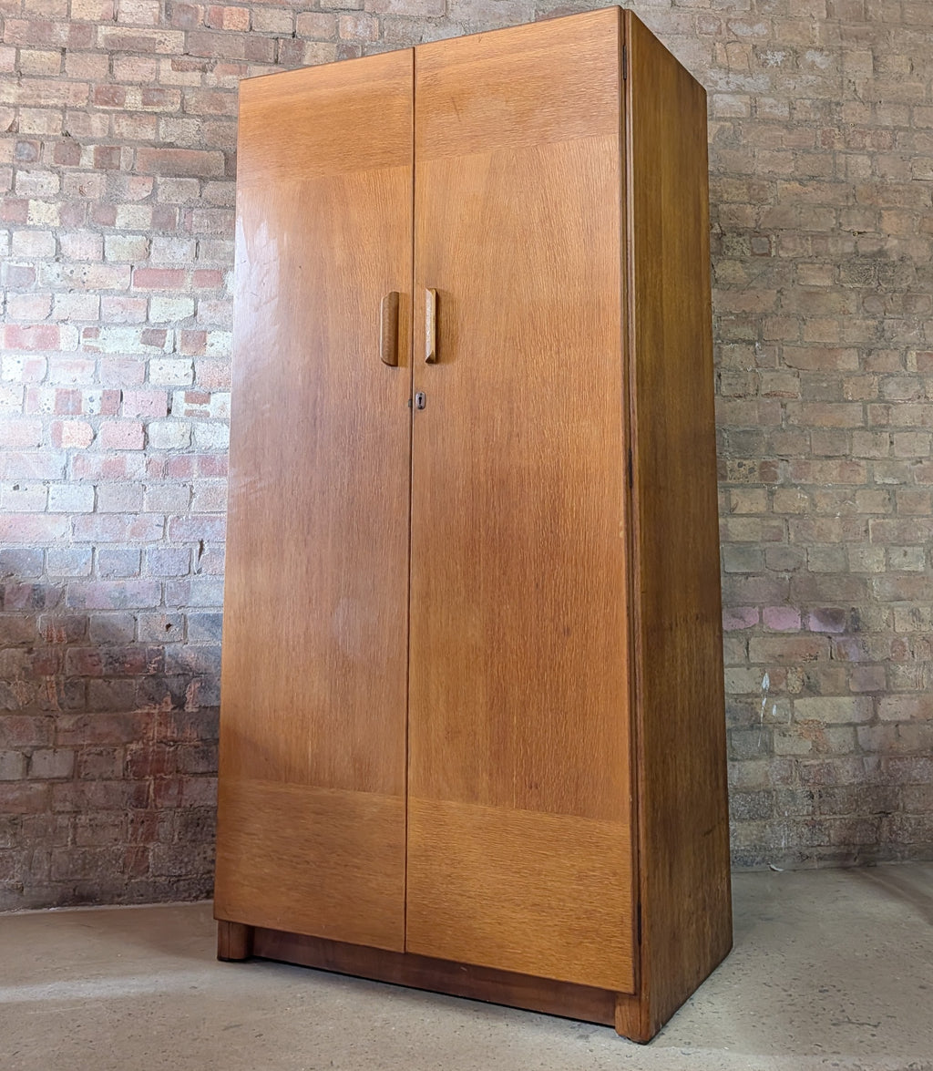 Vintage Mid Century Oak Double Door Wardrobe