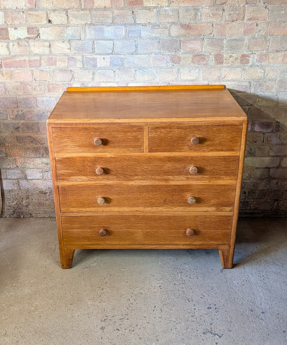 Mid Century Rustic Oak Chest Of Drawers
