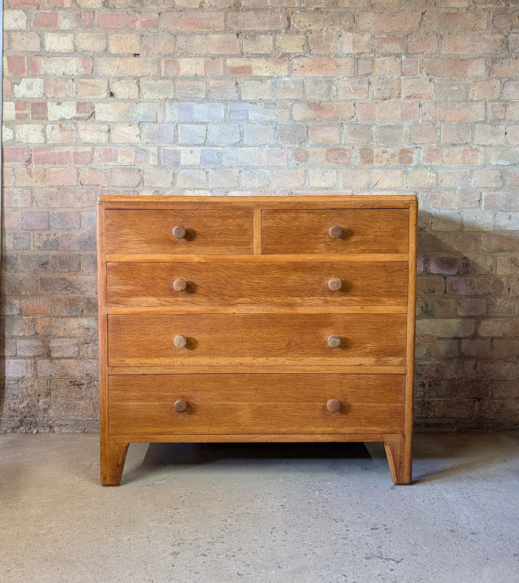 Mid Century Rustic Oak Chest Of Drawers