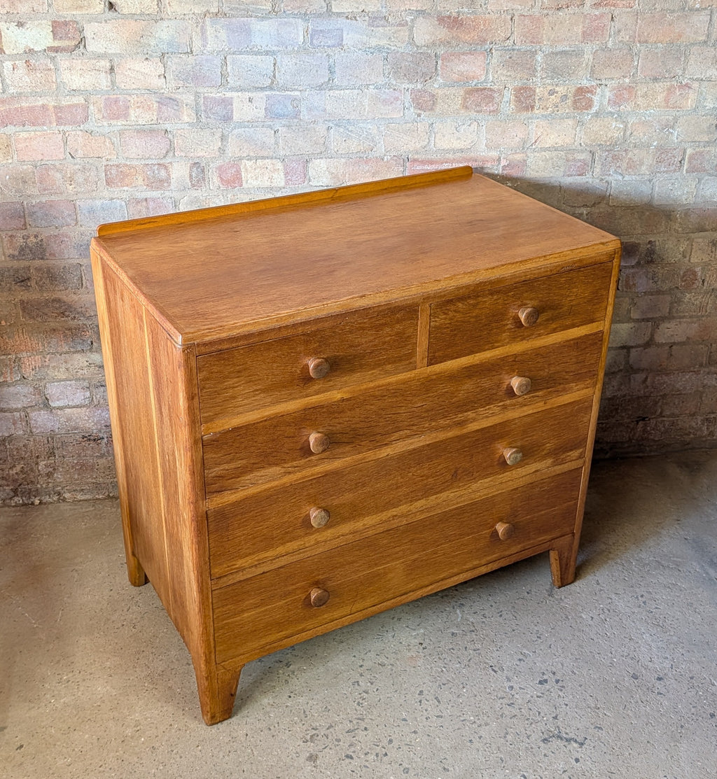 Mid Century Rustic Oak Chest Of Drawers