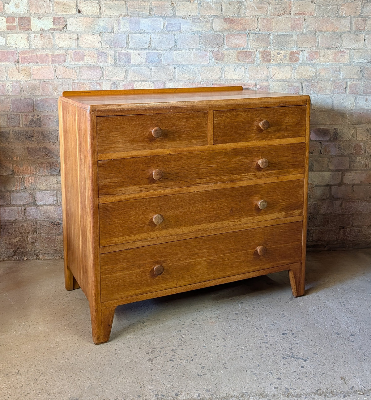 Mid Century Rustic Oak Chest Of Drawers