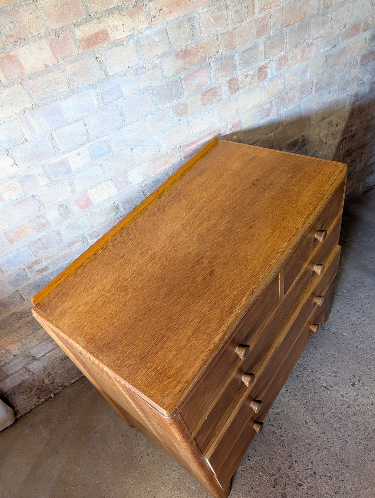 Mid Century Rustic Oak Chest Of Drawers