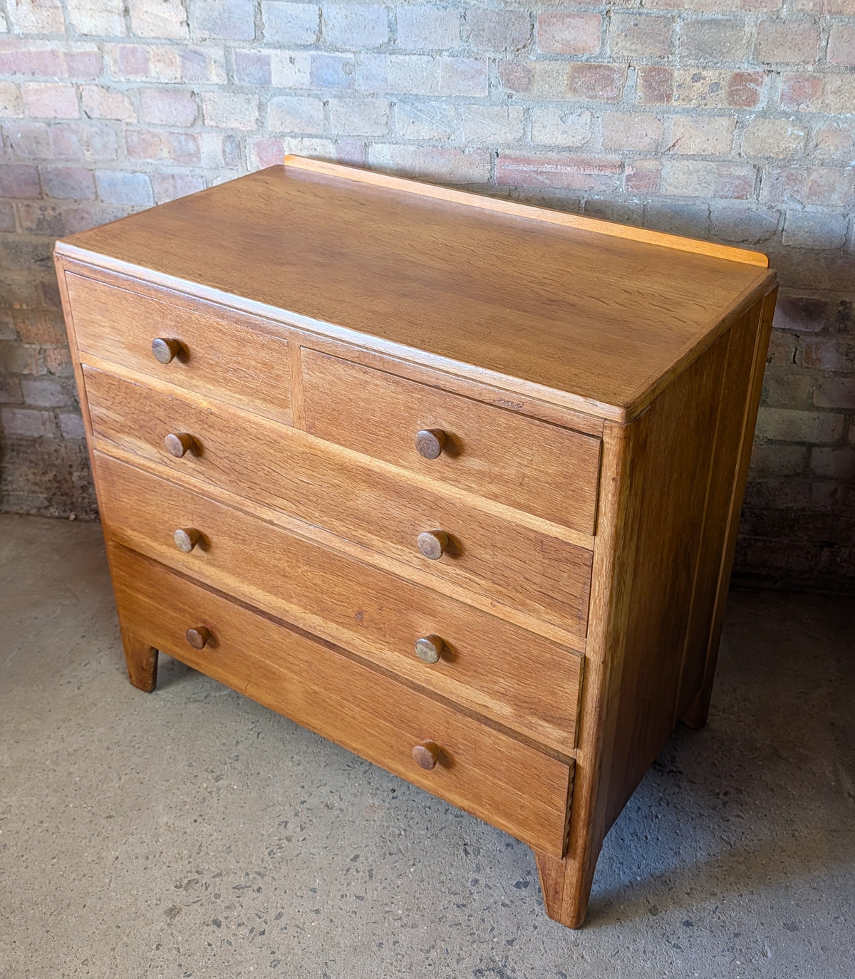 Mid Century Rustic Oak Chest Of Drawers