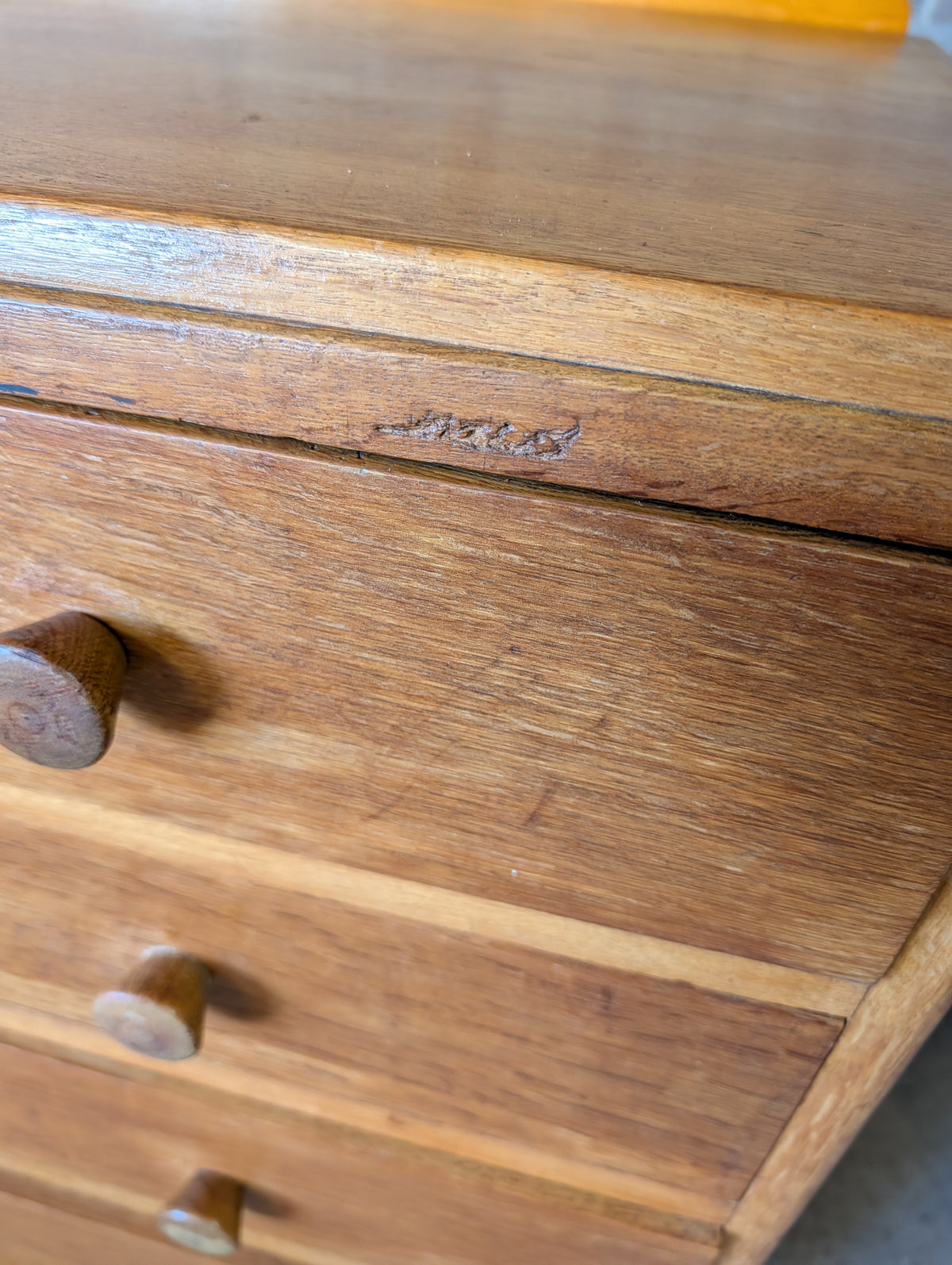 Mid Century Rustic Oak Chest Of Drawers