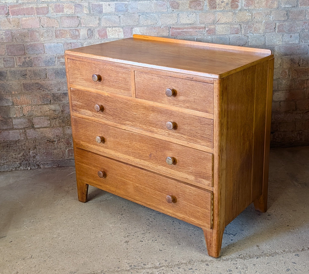 Mid Century Rustic Oak Chest Of Drawers