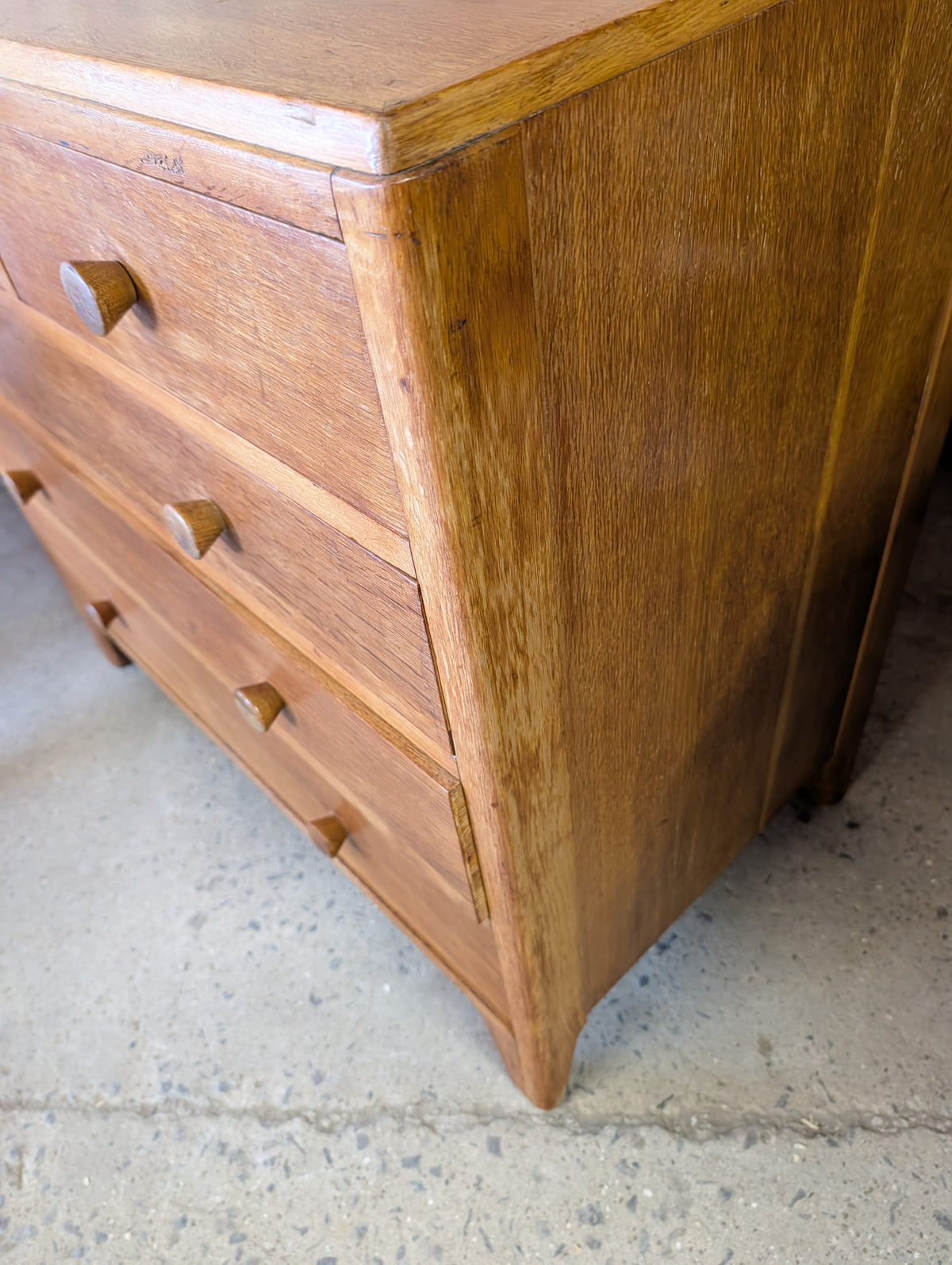Mid Century Rustic Oak Chest Of Drawers