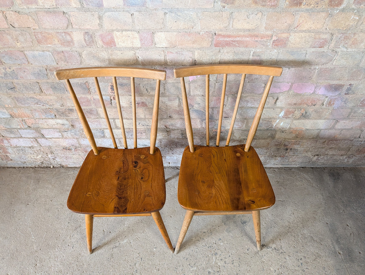 Pair Of Ercol 391 Elm & Beech Dining Chairs 1950s