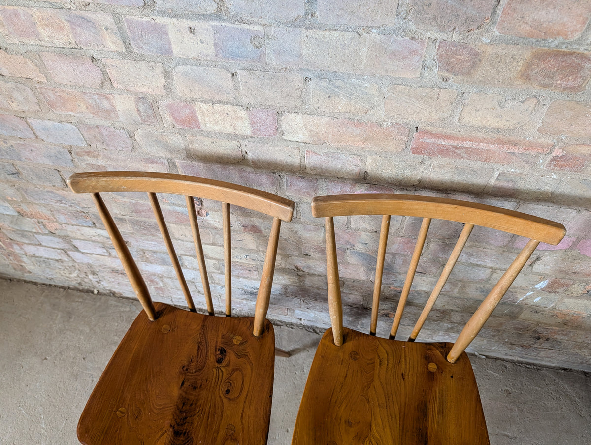 Pair Of Ercol 391 Elm & Beech Dining Chairs 1950s