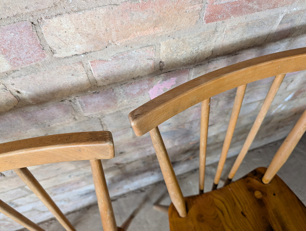 Pair Of Ercol 391 Elm & Beech Dining Chairs 1950s