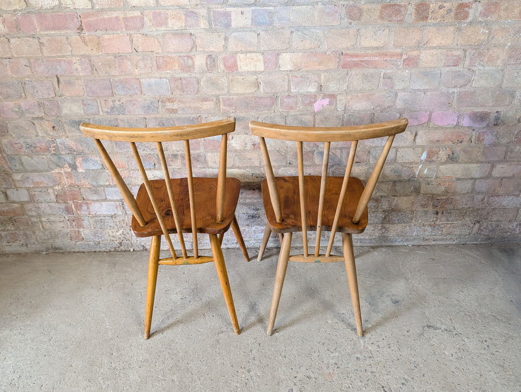 Pair Of Ercol 391 Elm & Beech Dining Chairs 1950s