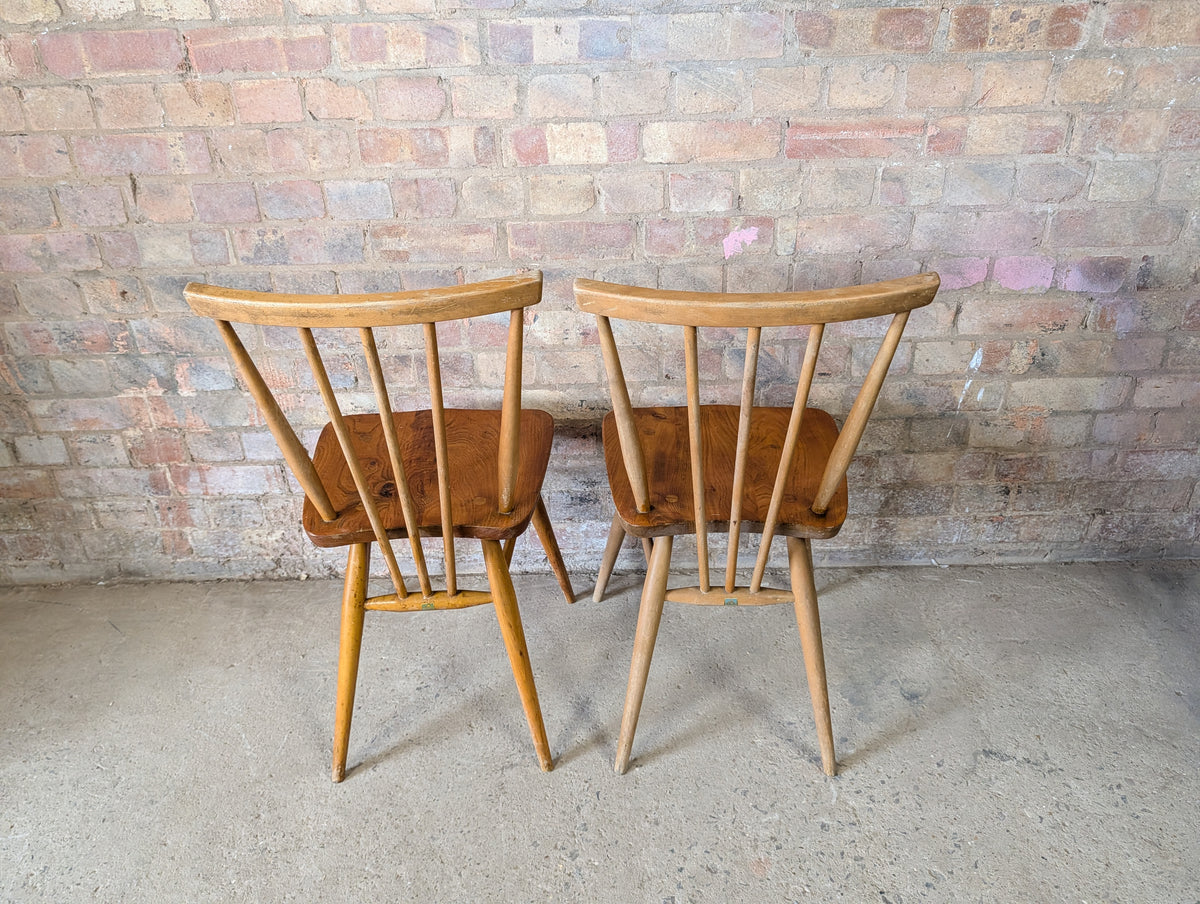 Pair Of Ercol 391 Elm & Beech Dining Chairs 1950s
