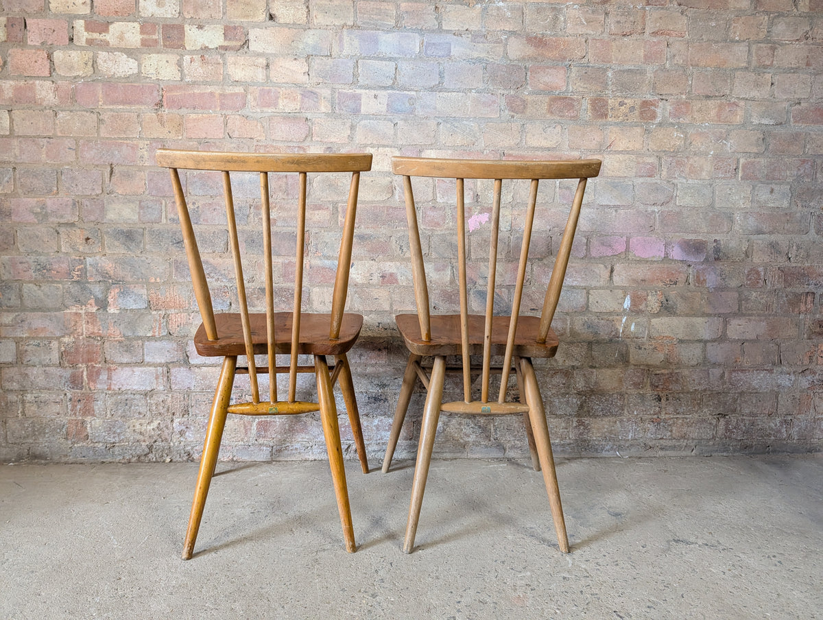 Pair Of Ercol 391 Elm & Beech Dining Chairs 1950s