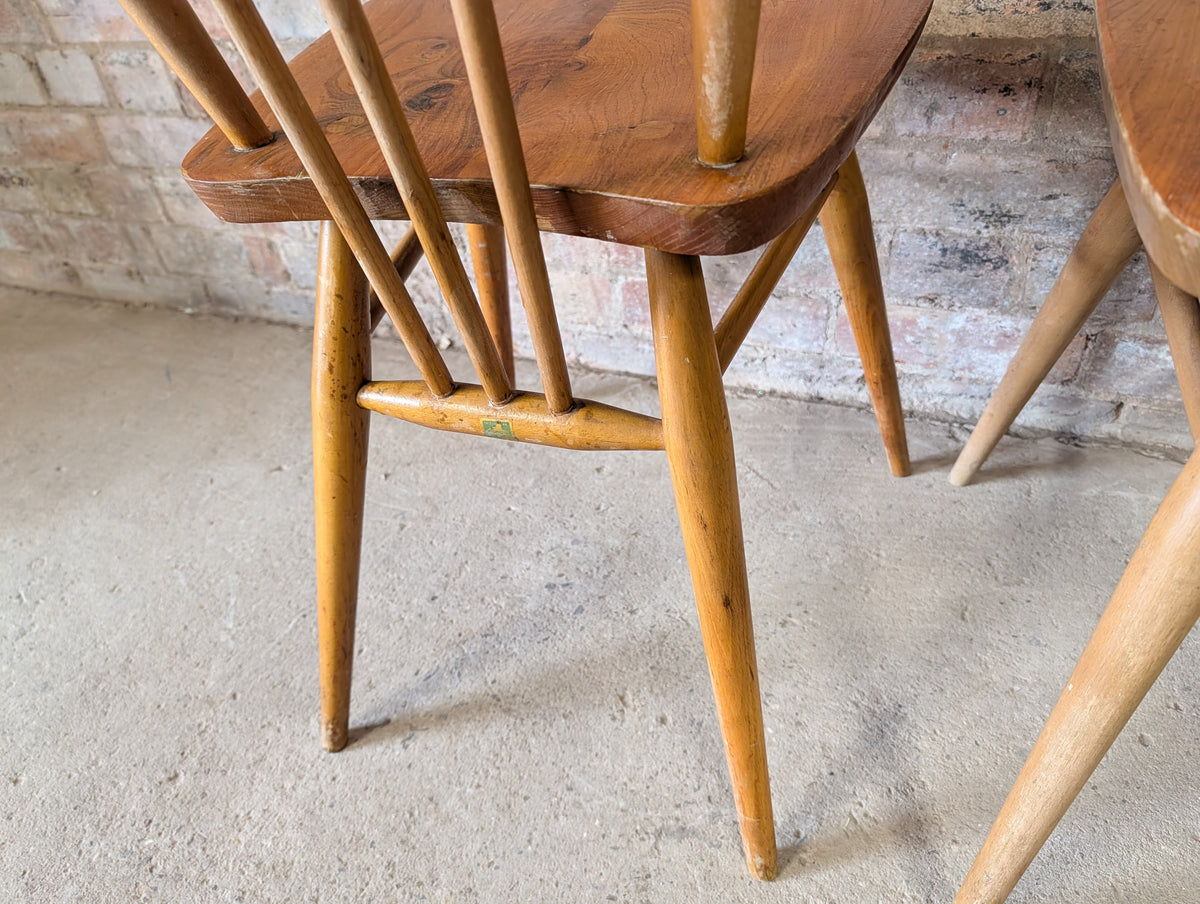 Pair Of Ercol 391 Elm & Beech Dining Chairs 1950s