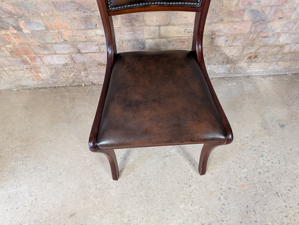 Vintage Regency Style Mahogany Leather Desk Chair