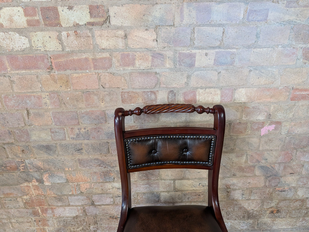 Vintage Regency Style Mahogany Leather Desk Chair