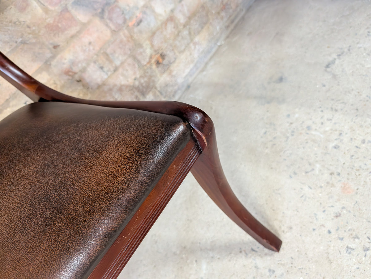 Vintage Regency Style Mahogany Leather Desk Chair