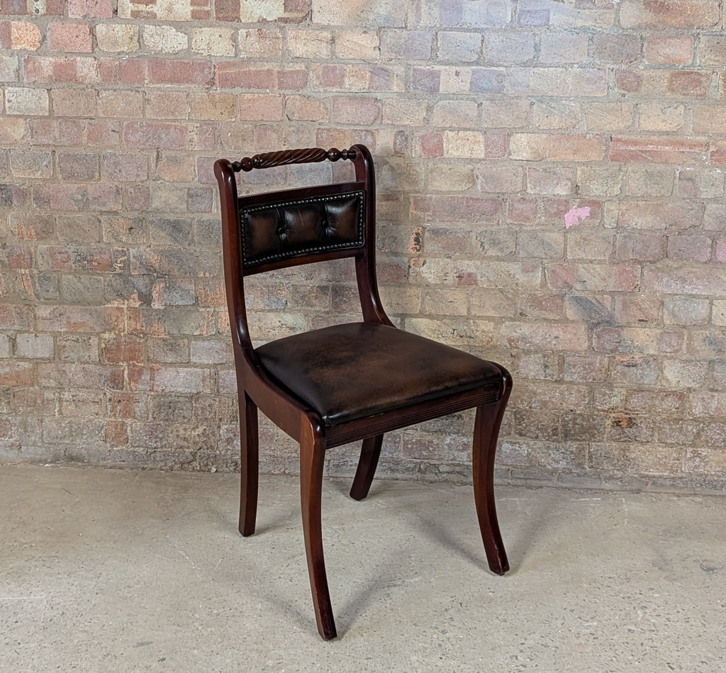 Vintage Regency Style Mahogany Leather Desk Chair