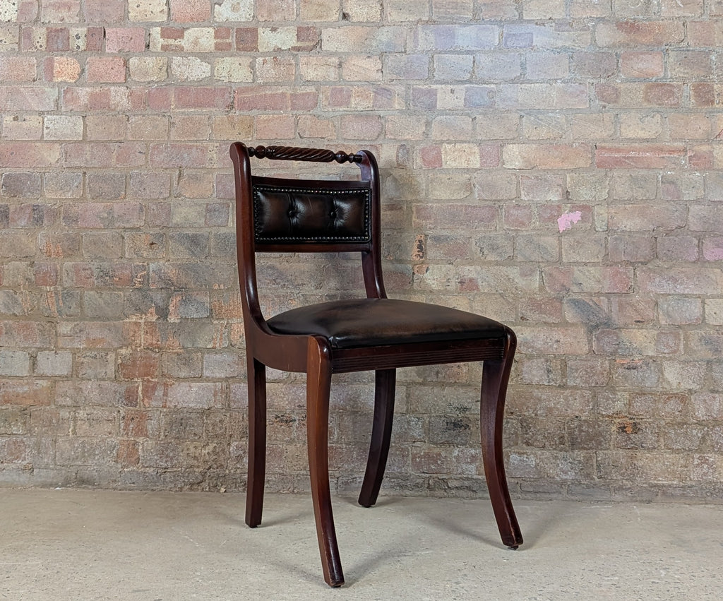 Vintage Regency Style Mahogany Leather Desk Chair
