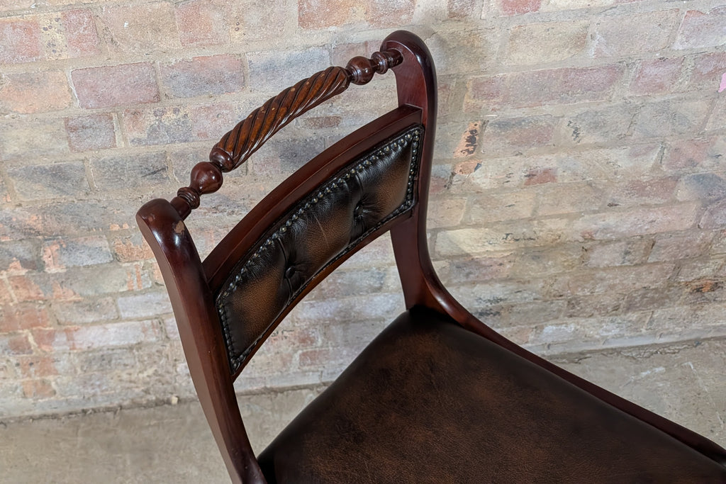 Vintage Regency Style Mahogany Leather Desk Chair