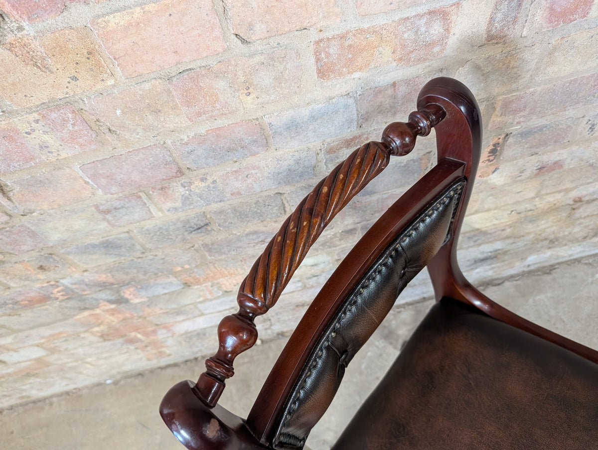 Vintage Regency Style Mahogany Leather Desk Chair