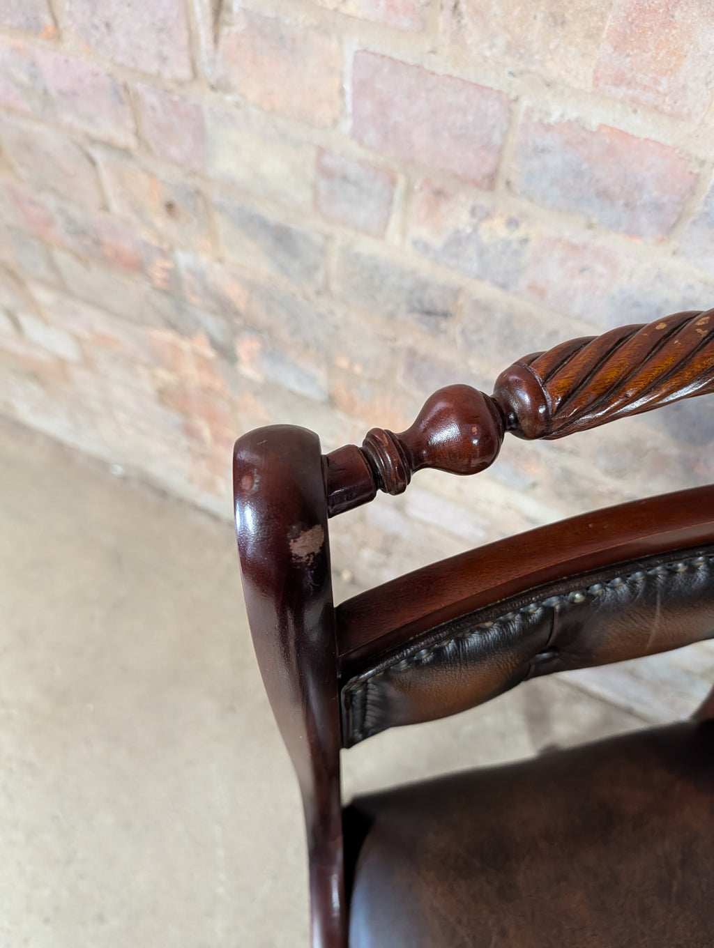 Vintage Regency Style Mahogany Leather Desk Chair