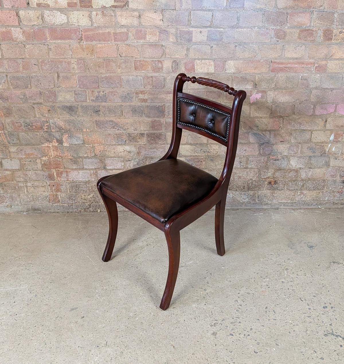 Vintage Regency Style Mahogany Leather Desk Chair
