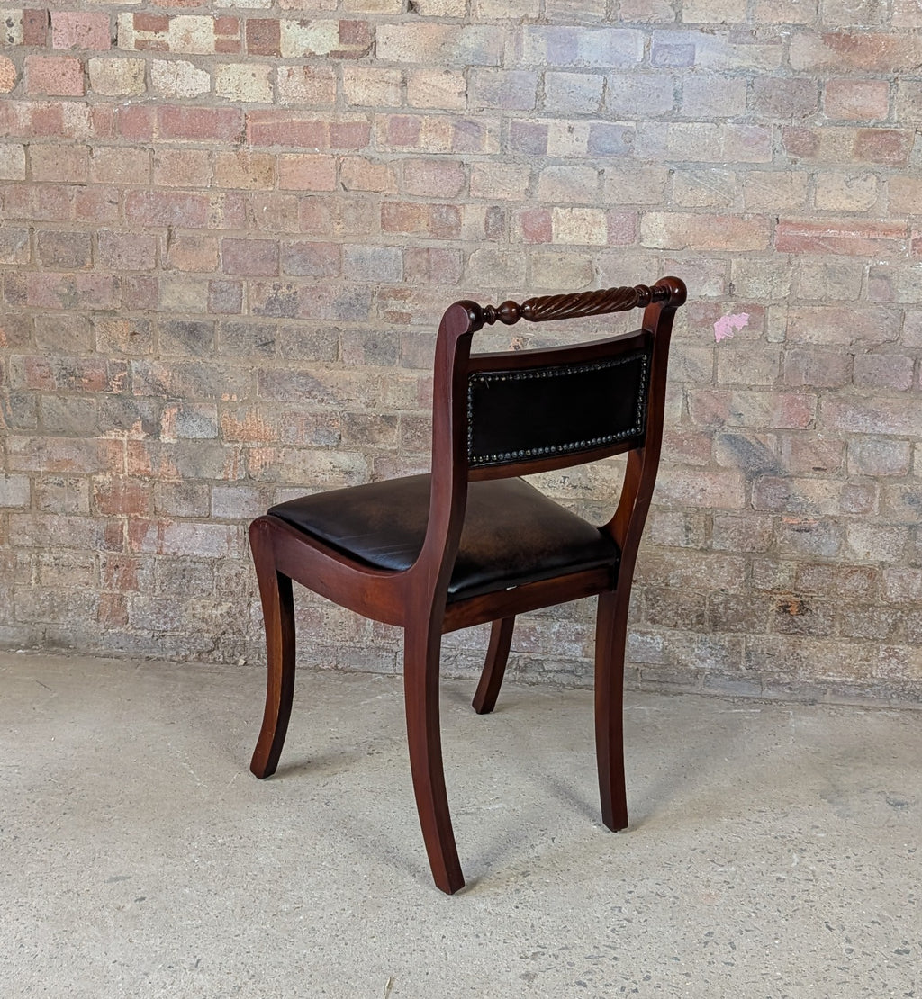 Vintage Regency Style Mahogany Leather Desk Chair