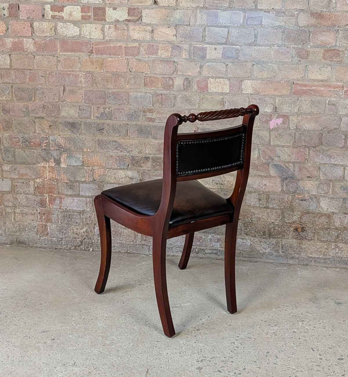 Vintage Regency Style Mahogany Leather Desk Chair