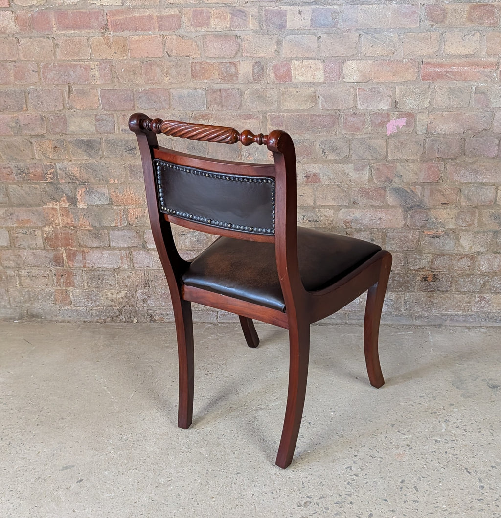 Vintage Regency Style Mahogany Leather Desk Chair