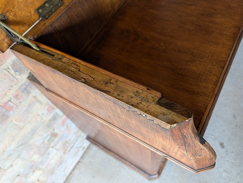 Antique French 19th C Walnut Washstand Lift Top Mirror Commode Chest of Drawers