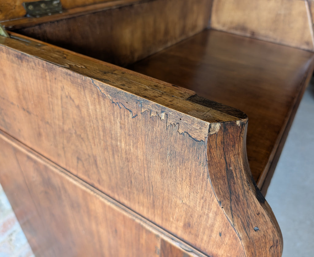 Antique French 19th C Walnut Washstand Lift Top Mirror Commode Chest of Drawers