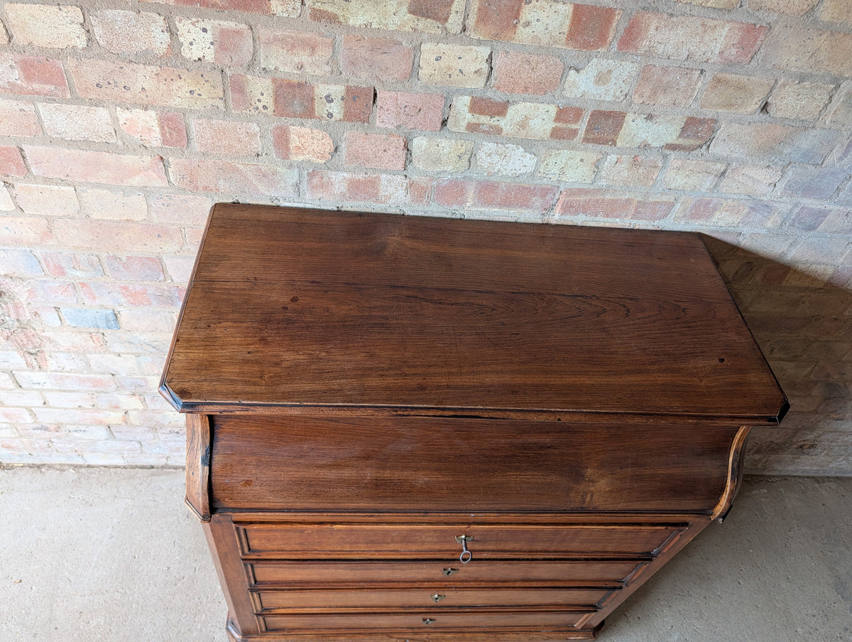 Antique French 19th C Walnut Washstand Lift Top Mirror Commode Chest of Drawers