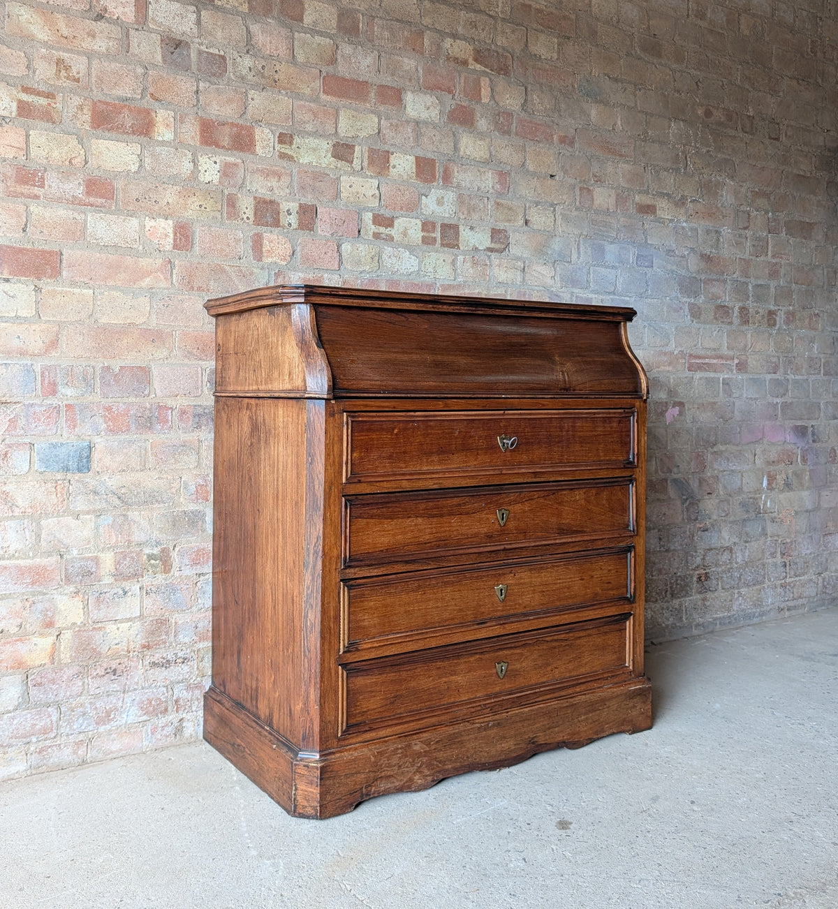 Antique French 19th C Walnut Washstand Lift Top Mirror Commode Chest of Drawers