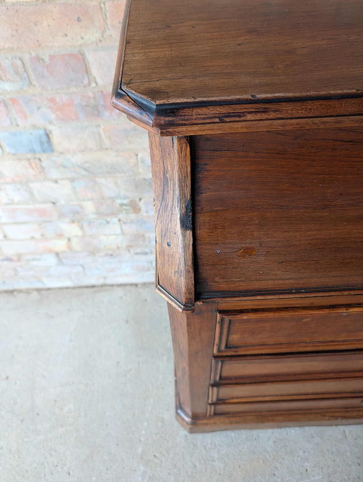 Antique French 19th C Walnut Washstand Lift Top Mirror Commode Chest of Drawers