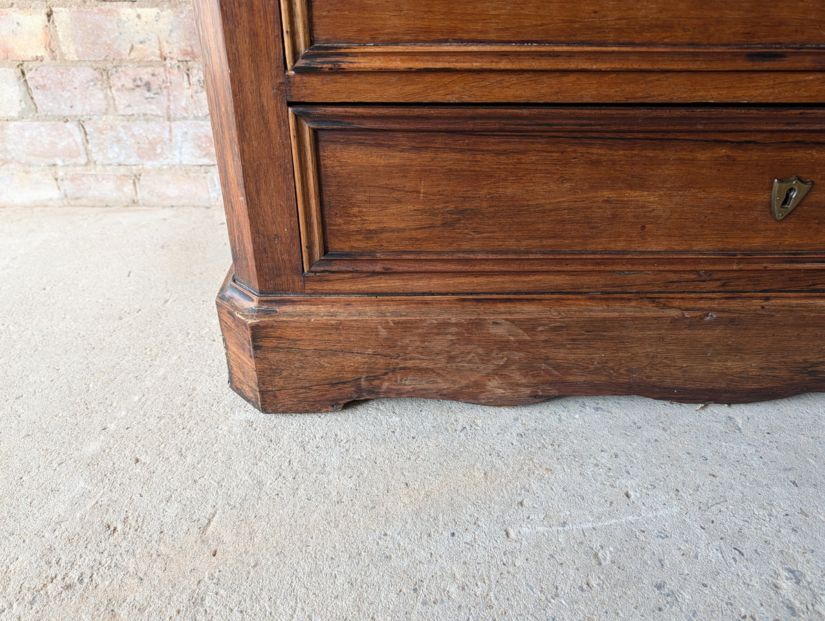 Antique French 19th C Walnut Washstand Lift Top Mirror Commode Chest of Drawers
