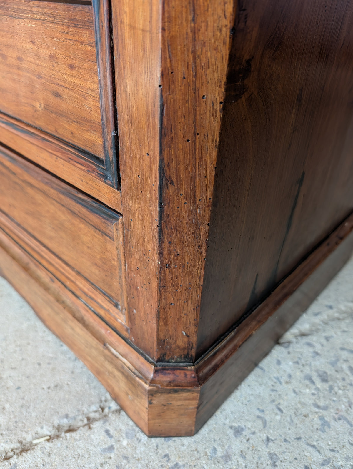 Antique French 19th C Walnut Washstand Lift Top Mirror Commode Chest of Drawers