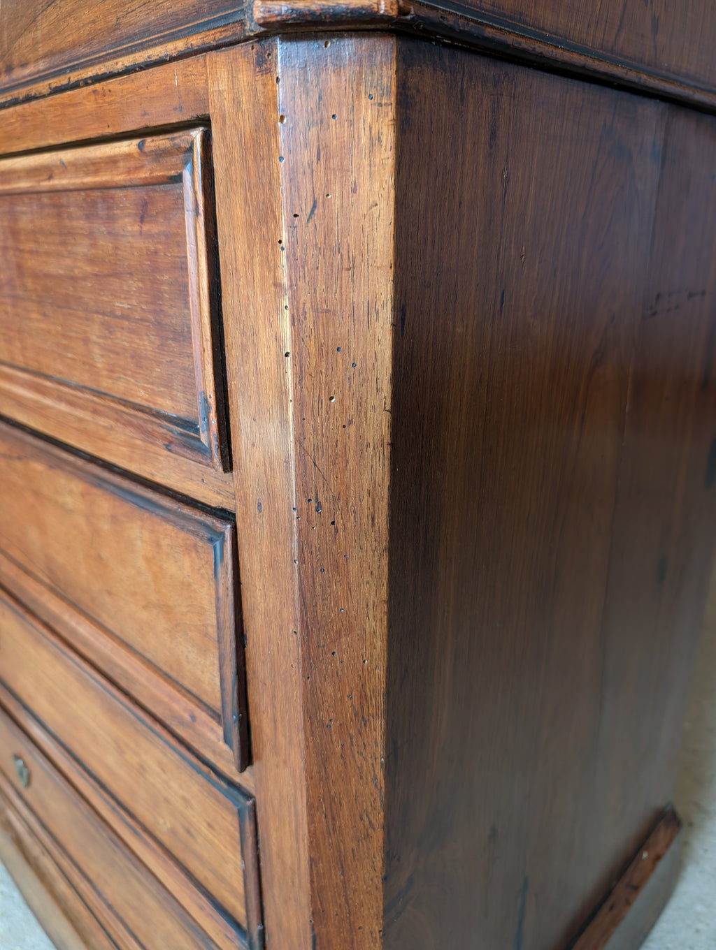 Antique French 19th C Walnut Washstand Lift Top Mirror Commode Chest of Drawers