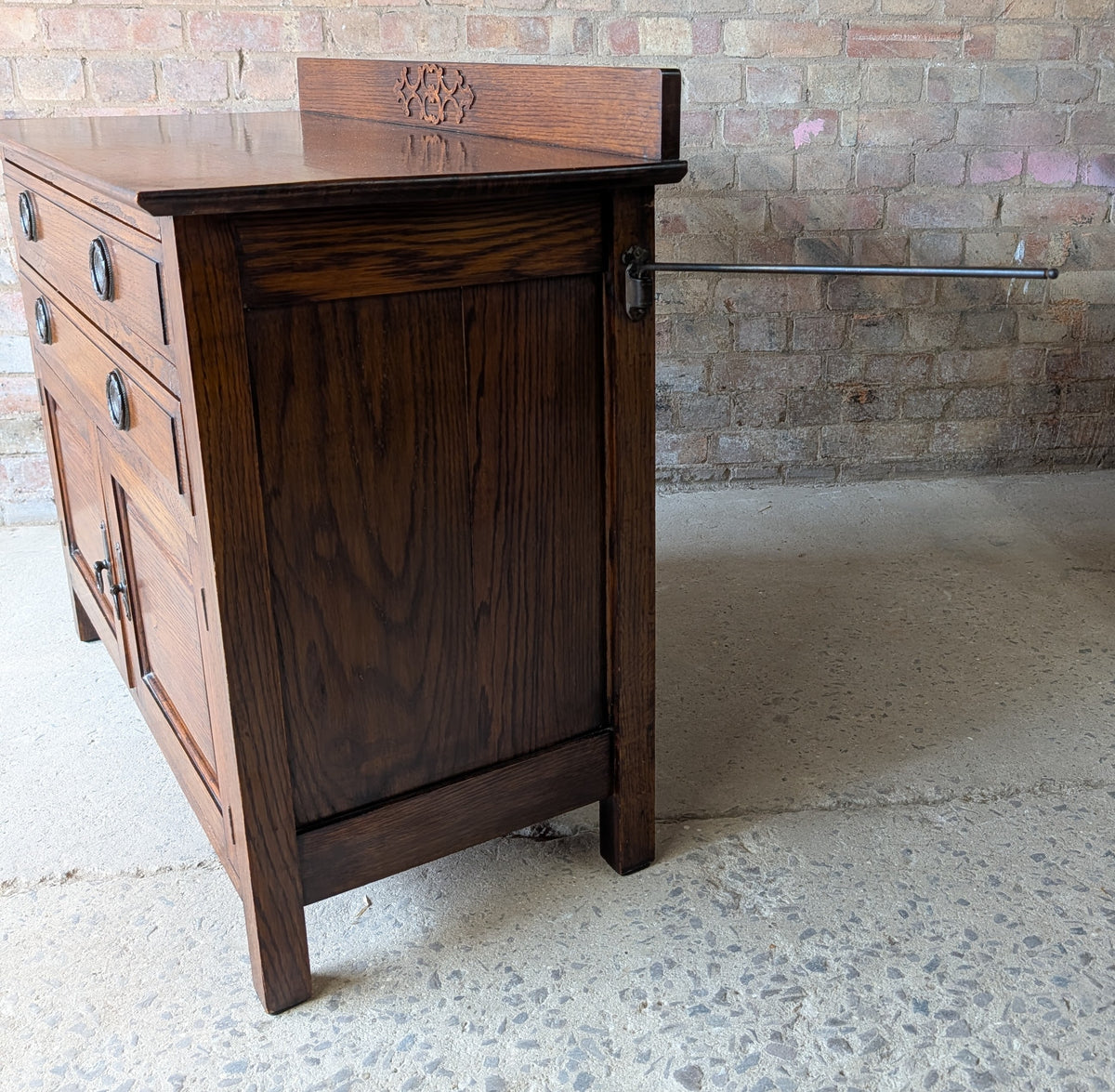 Antique Early 20th Century Small Oak Sideboard /  2 Drawer Chest Cupboard