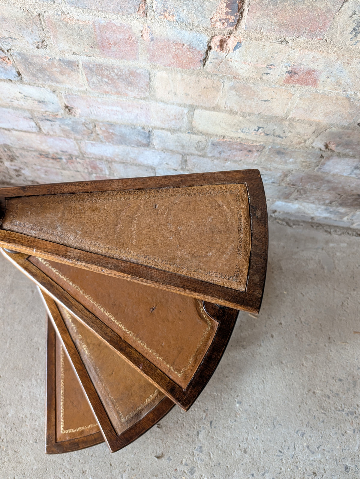 Vintage Mahogany & Leather Spiral Library Steps - Regency Style Bed Steps