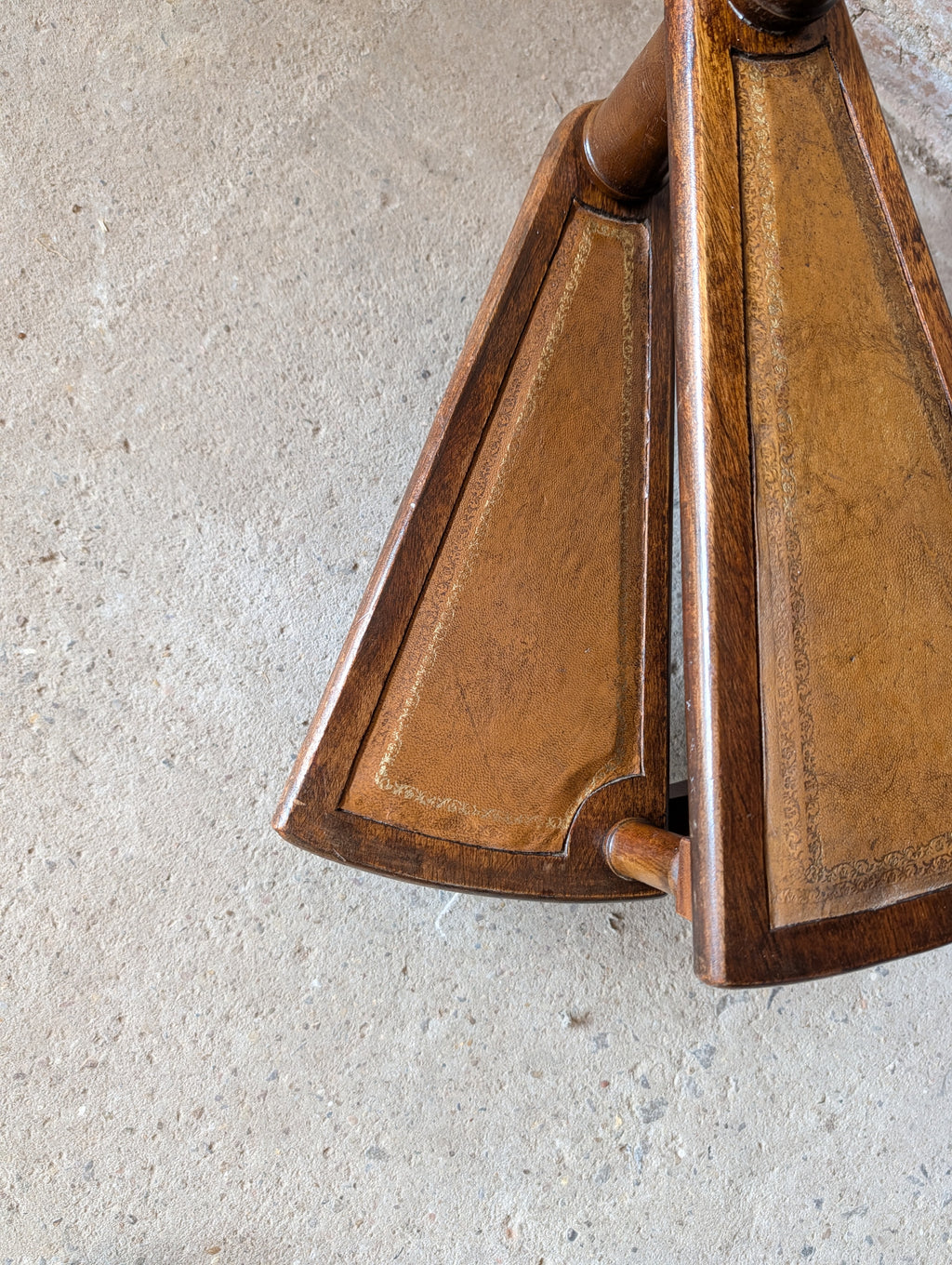 Vintage Mahogany & Leather Spiral Library Steps - Regency Style Bed Steps
