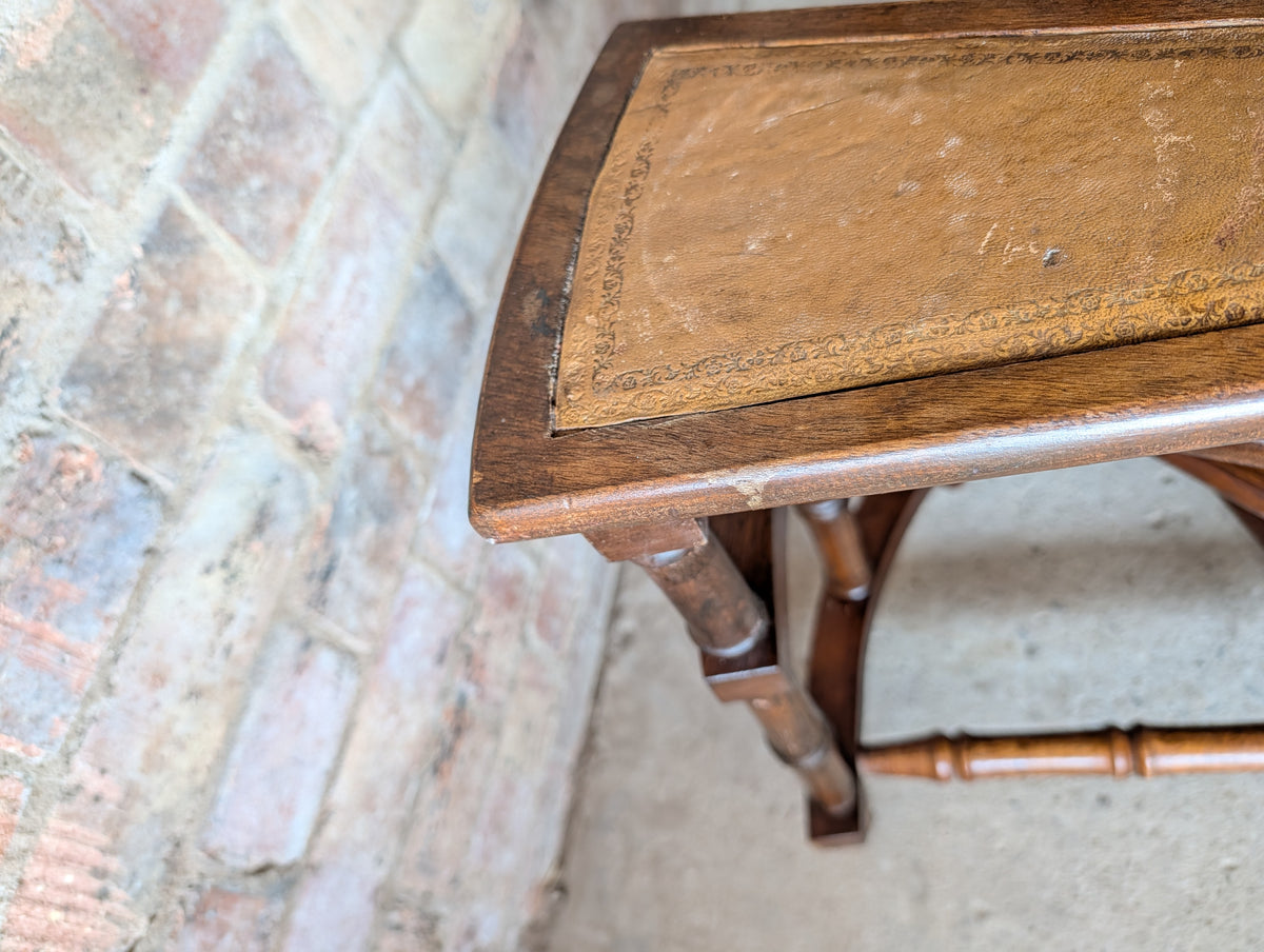 Vintage Mahogany & Leather Spiral Library Steps - Regency Style Bed Steps