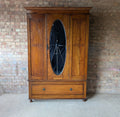 Antique Edwardian Oak Arts & Crafts Wardrobe With Mirror
