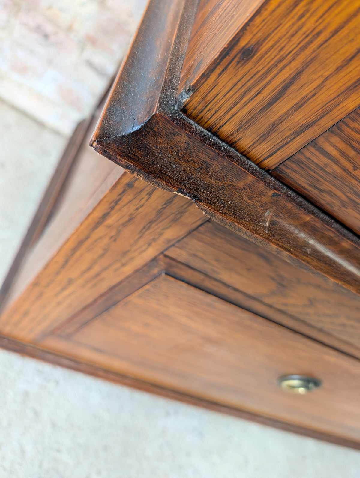 Antique Edwardian Oak Arts & Crafts Wardrobe With Mirror