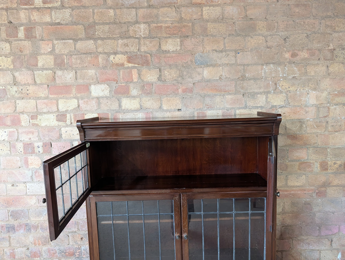Vintage Minty Of Oxford Leaded Glass Barristers Style Bookcase - 3 Tier