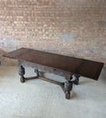 Antique 17th C Style Oak Refectory Extending Dining Table On Carved Bulbous Legs